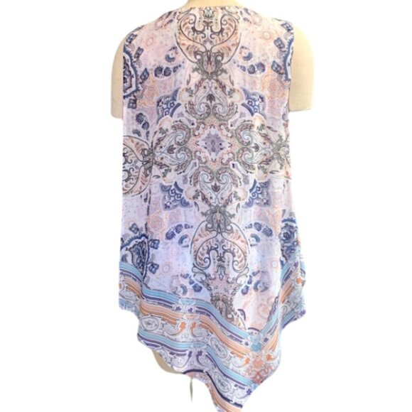 One World Sleeveless Asymmetric Hem Tank Top Blouse Sz L 4E - Picture 5 of 8